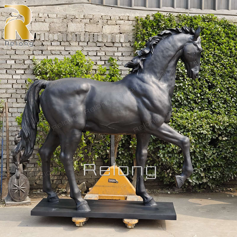 finished bronze standing horse statue by Relong Factory