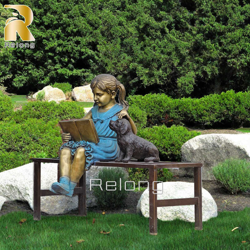 high quality bronze statue of girl reading book (2)