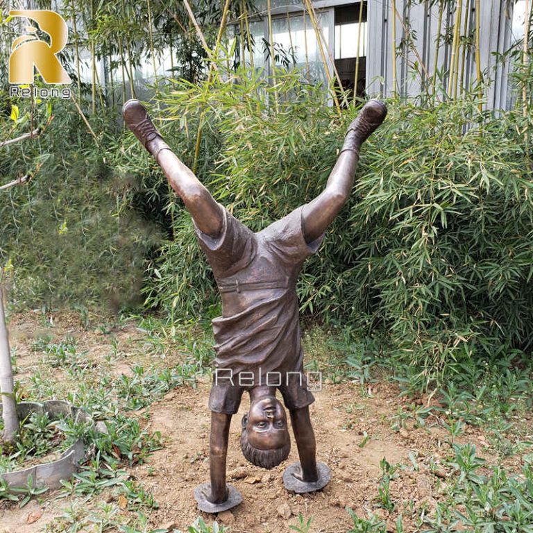 life size bronze boy statue for garden decor