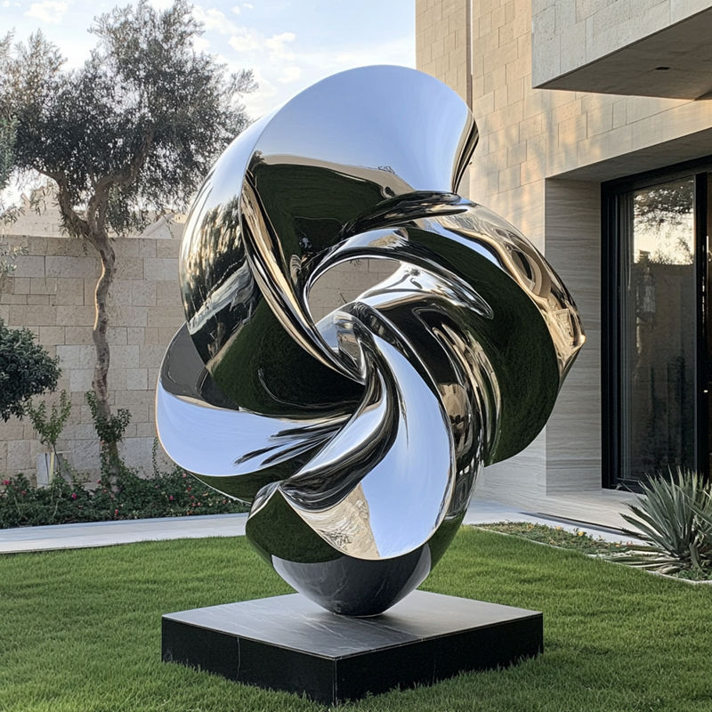 mirror polished stainless steel sculpture