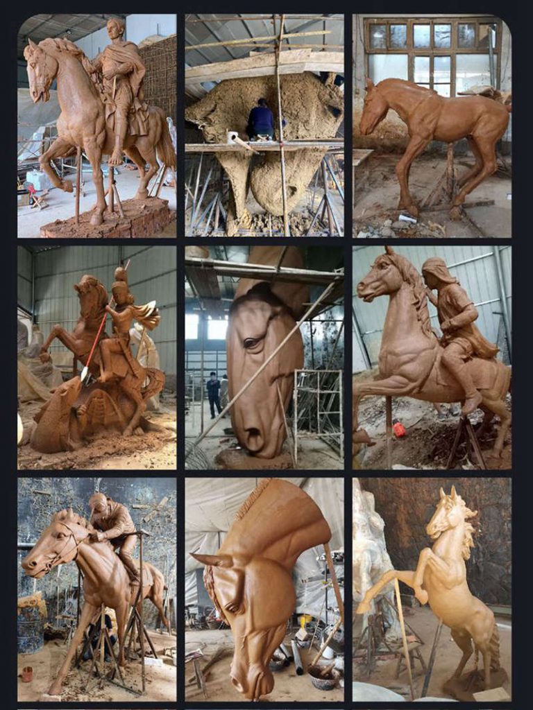 numerous horse clay model at Relong factory