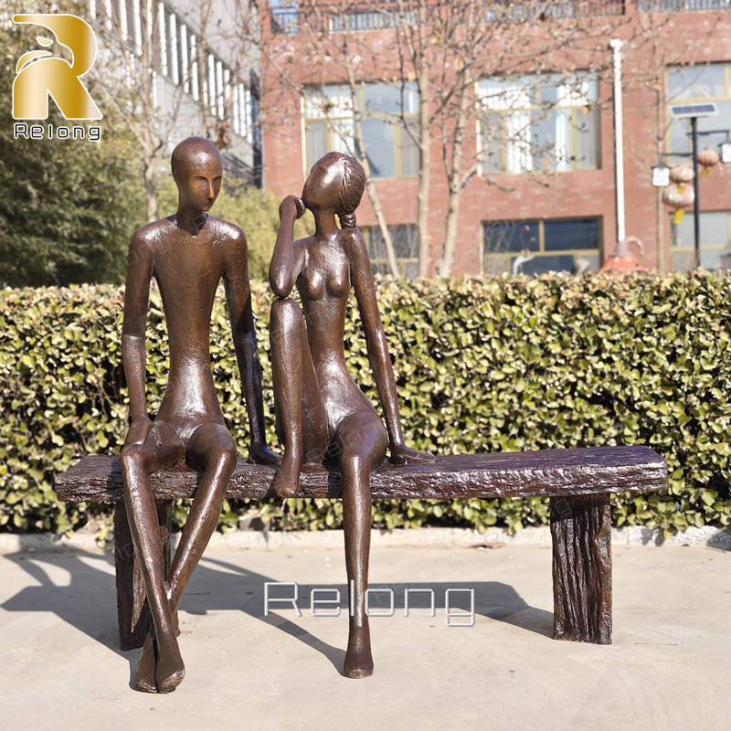 Bronze Ruth Bloch Abstract Sitting Couple Sculpture for Sale RBAS-004