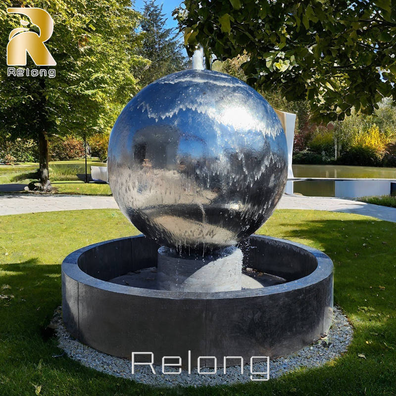 metal polished ball fountain sculpture