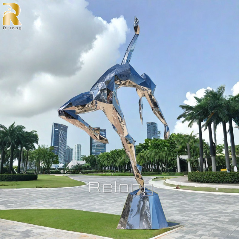 modern outdoor metal girl sculpture