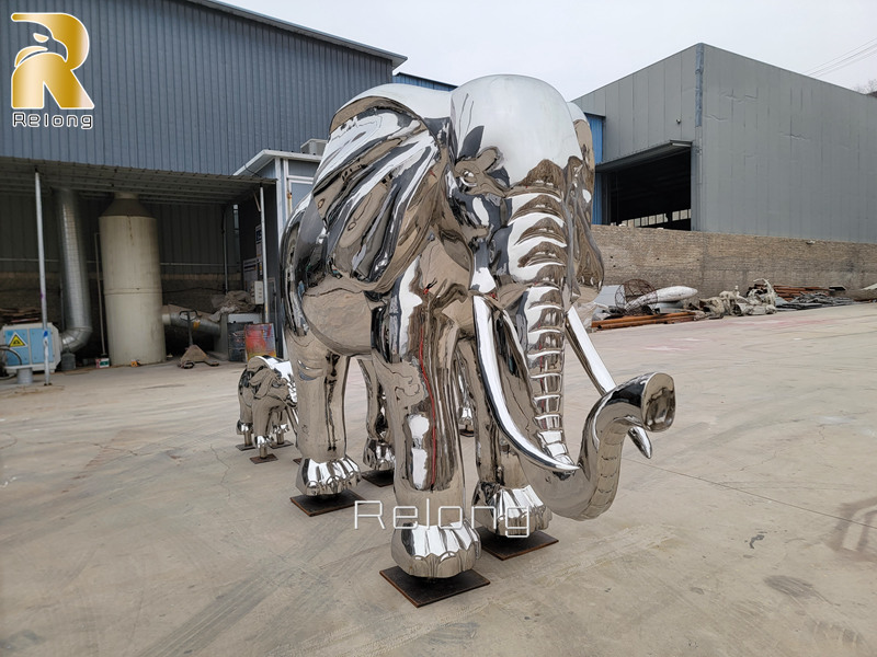 modern stainless steel elephant sculpture