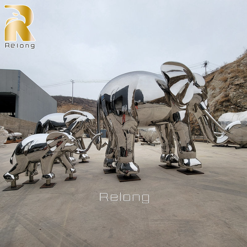 outdoor decorative stainless steel elephant sculpture