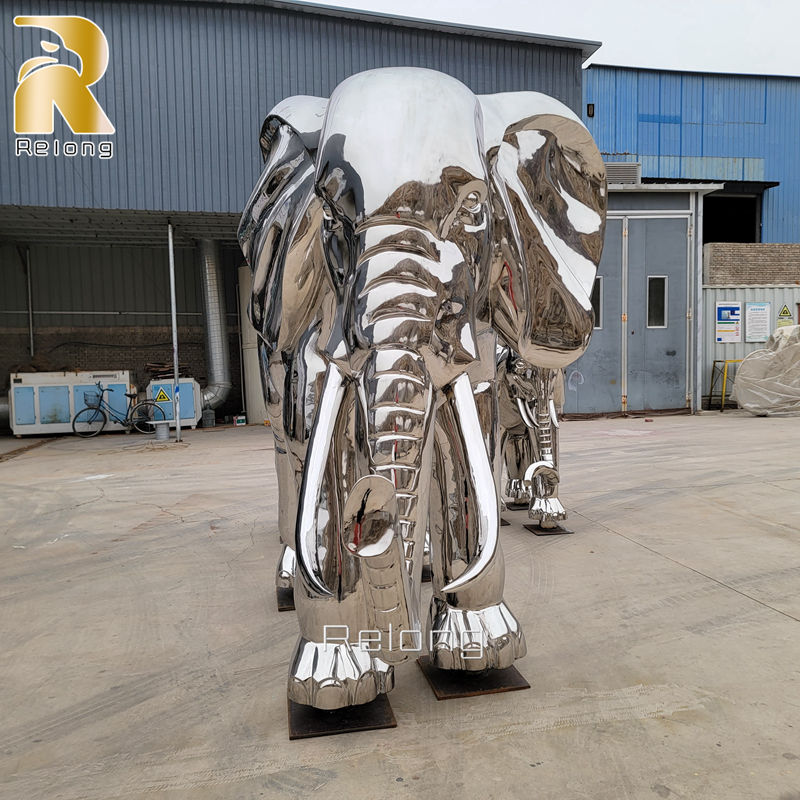 stainless steel elephant statue