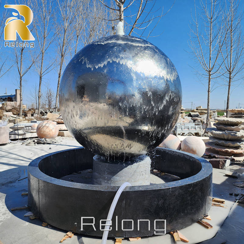 stainless steel fountain sculpture at Relong factory