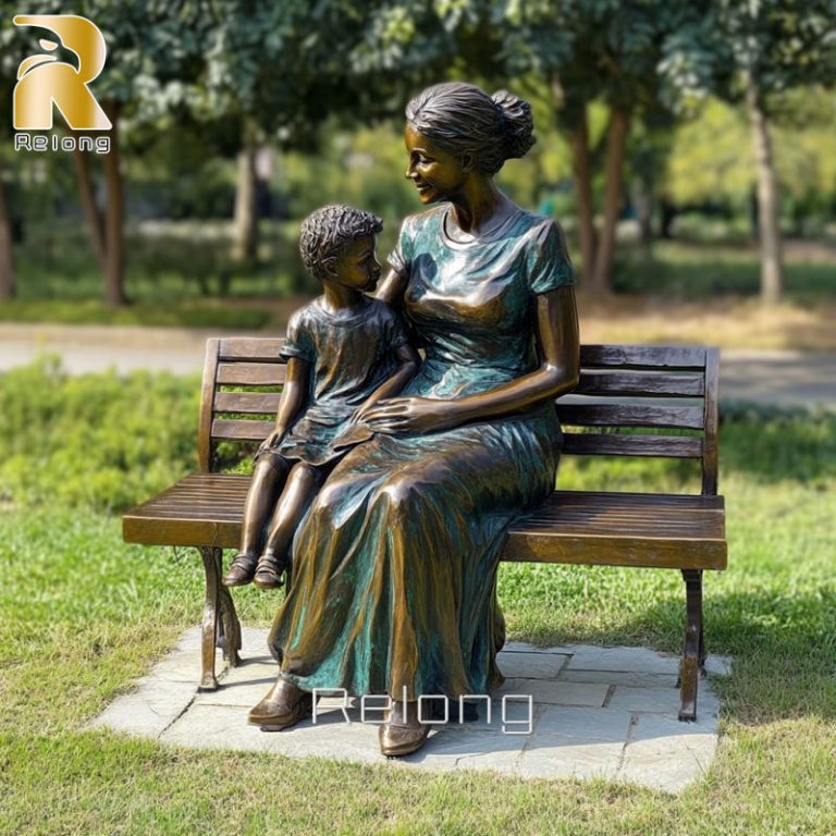 bronze mother and child statues for garden