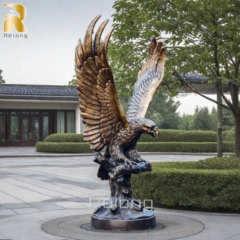 bronze cast eagle statue for yard decor