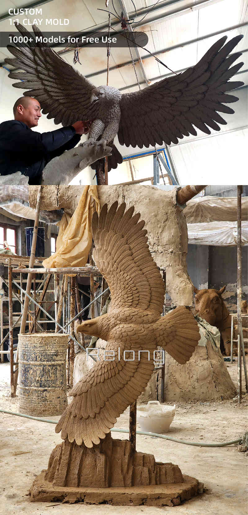 bronze eagle statue clay model