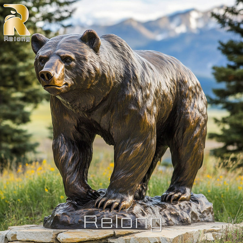 large brass bear statue