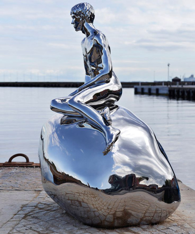 life size stainless steel han figure sculpture