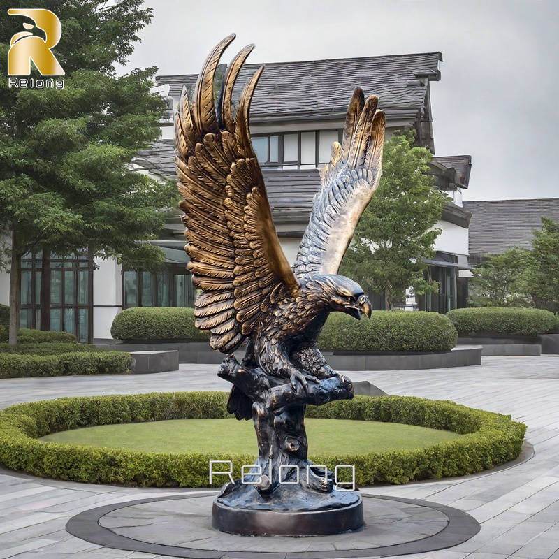 outdoor bronze flying eagle statue