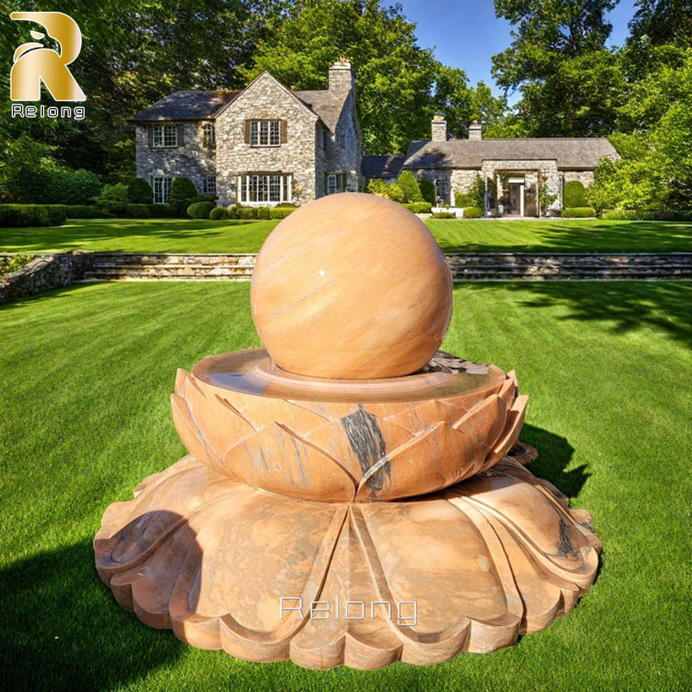 hand carved marble sphere fountain