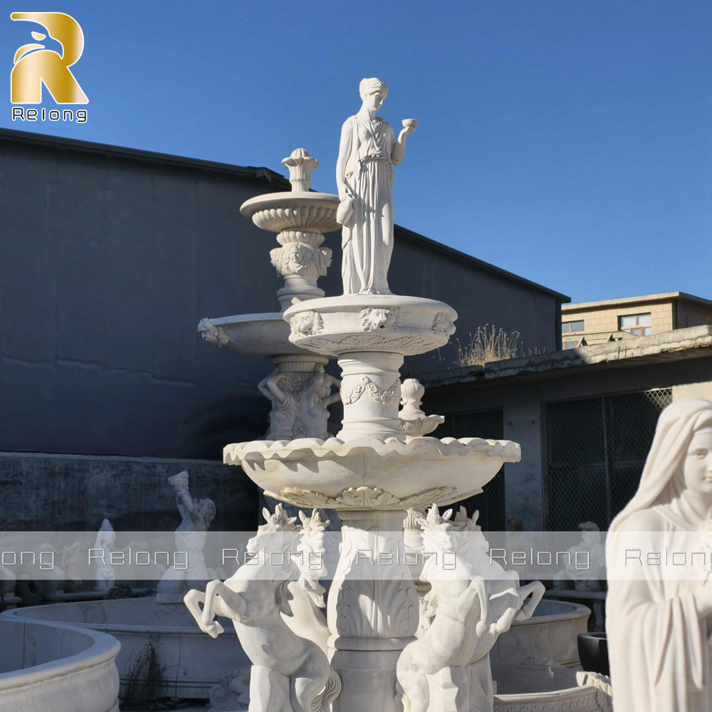 marble fountain carving details