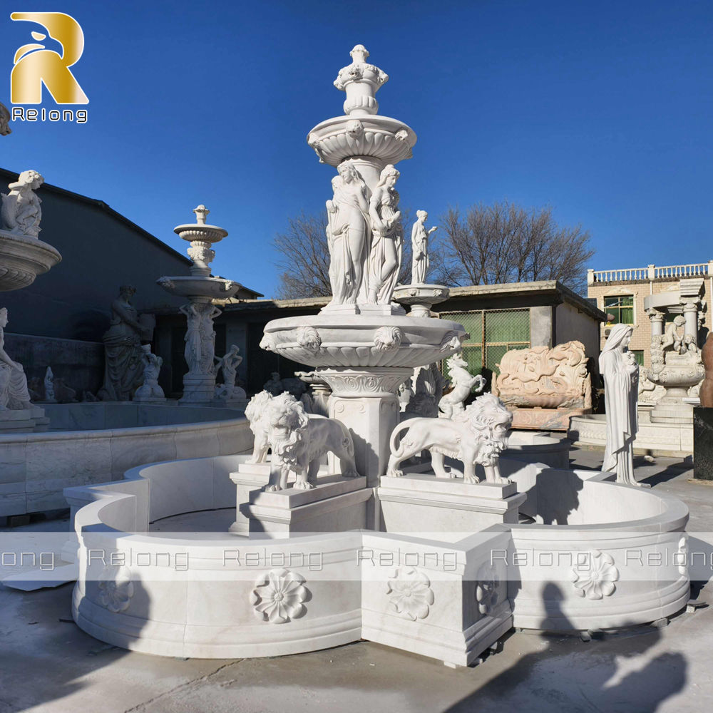 natural white marble statue fountain