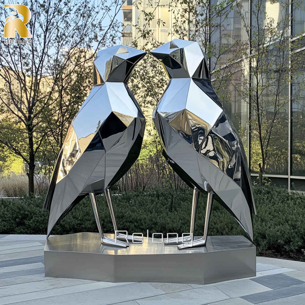 stainless steel modern bird sculpture