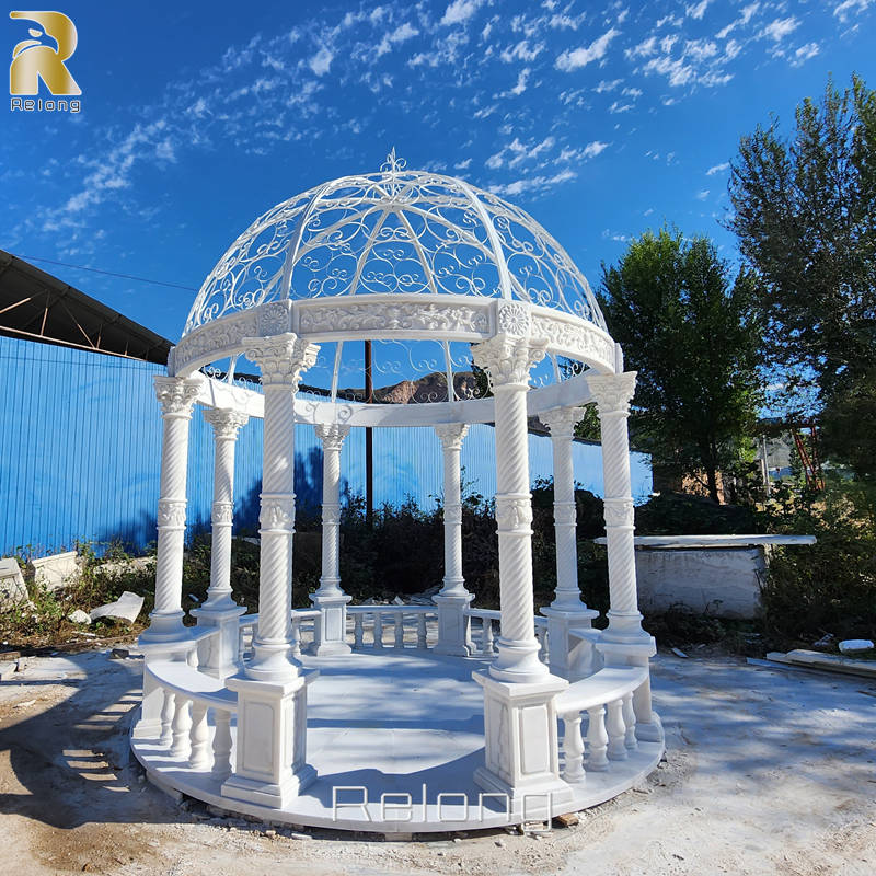 completed hand carved marble gazebo